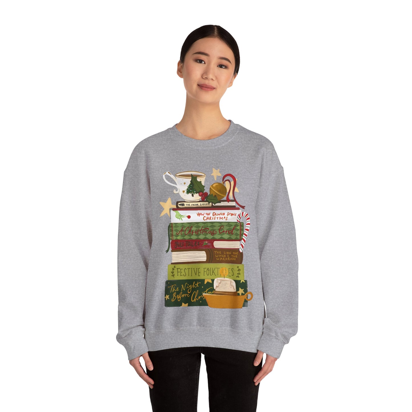 Festive Tales Bookstack Crewneck Sweatshirt
