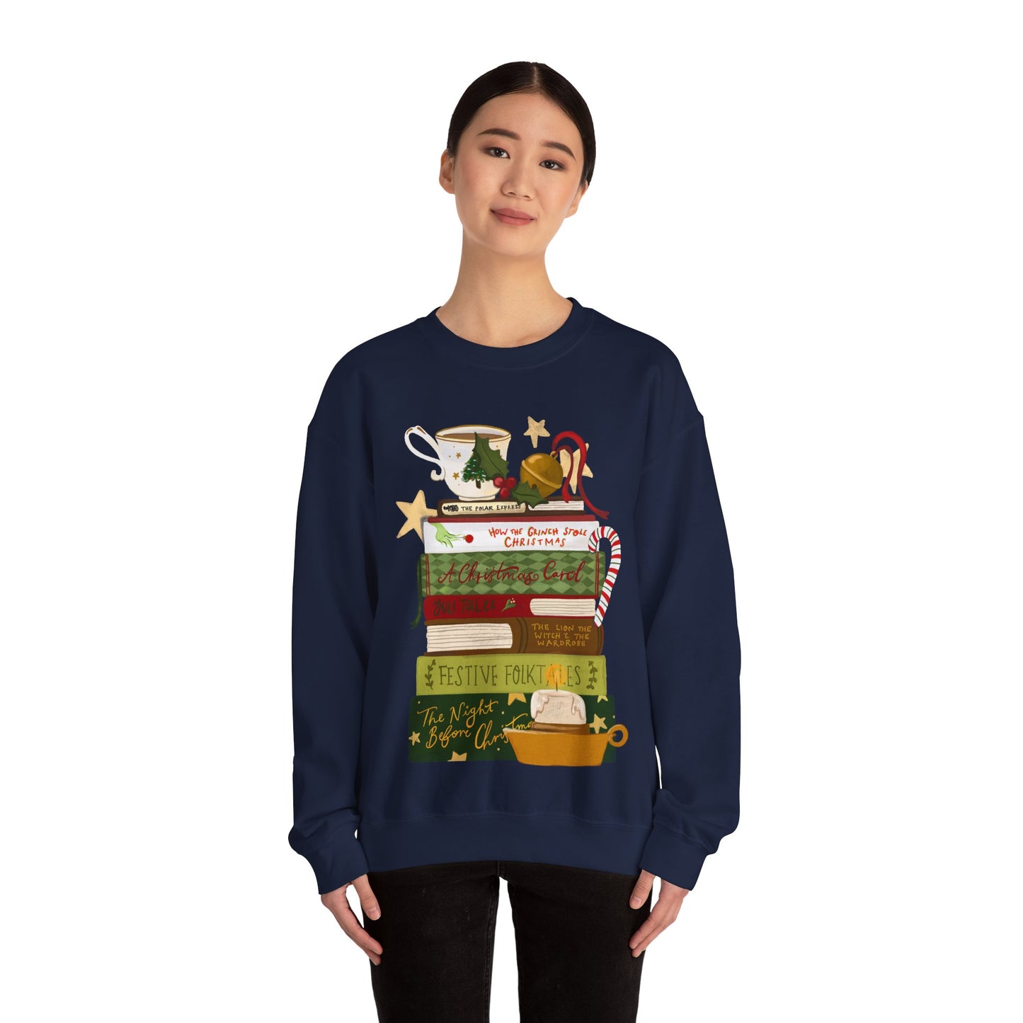Festive Tales Bookstack Crewneck Sweatshirt