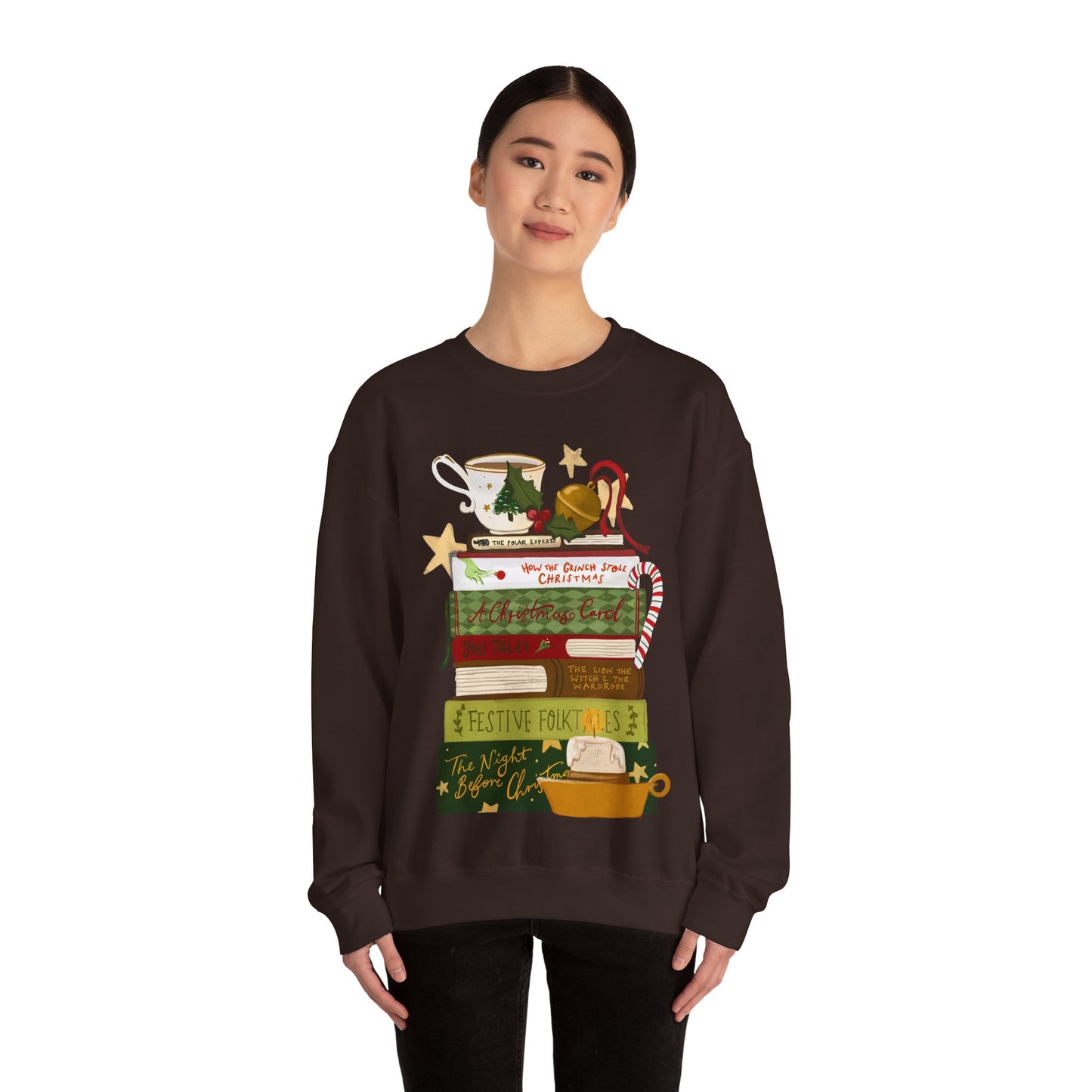Festive Tales Bookstack Crewneck Sweatshirt