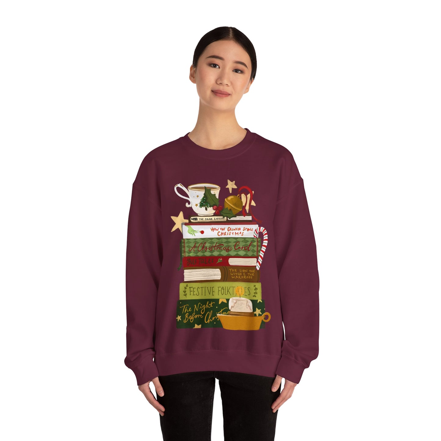 Festive Tales Bookstack Crewneck Sweatshirt