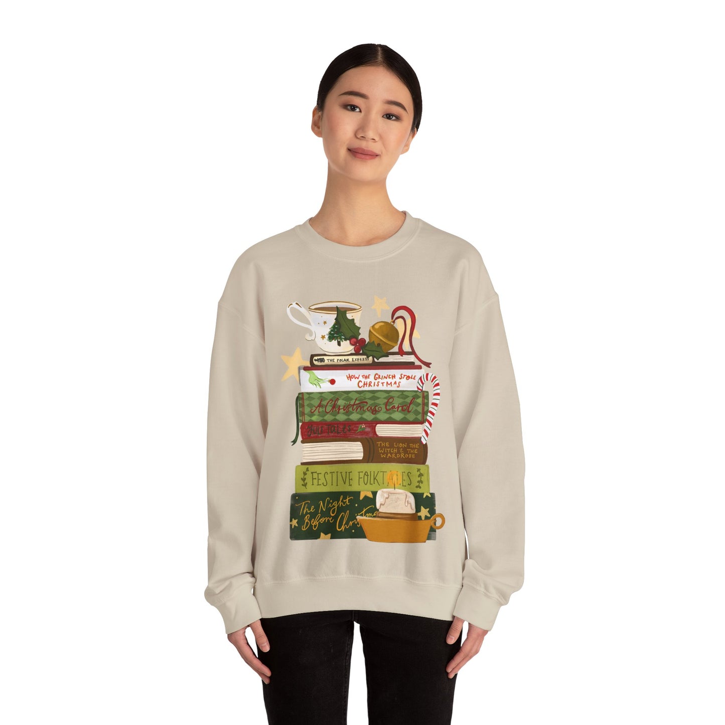 Festive Tales Bookstack Crewneck Sweatshirt
