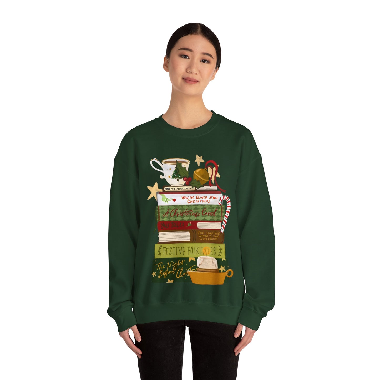 Festive Tales Bookstack Crewneck Sweatshirt