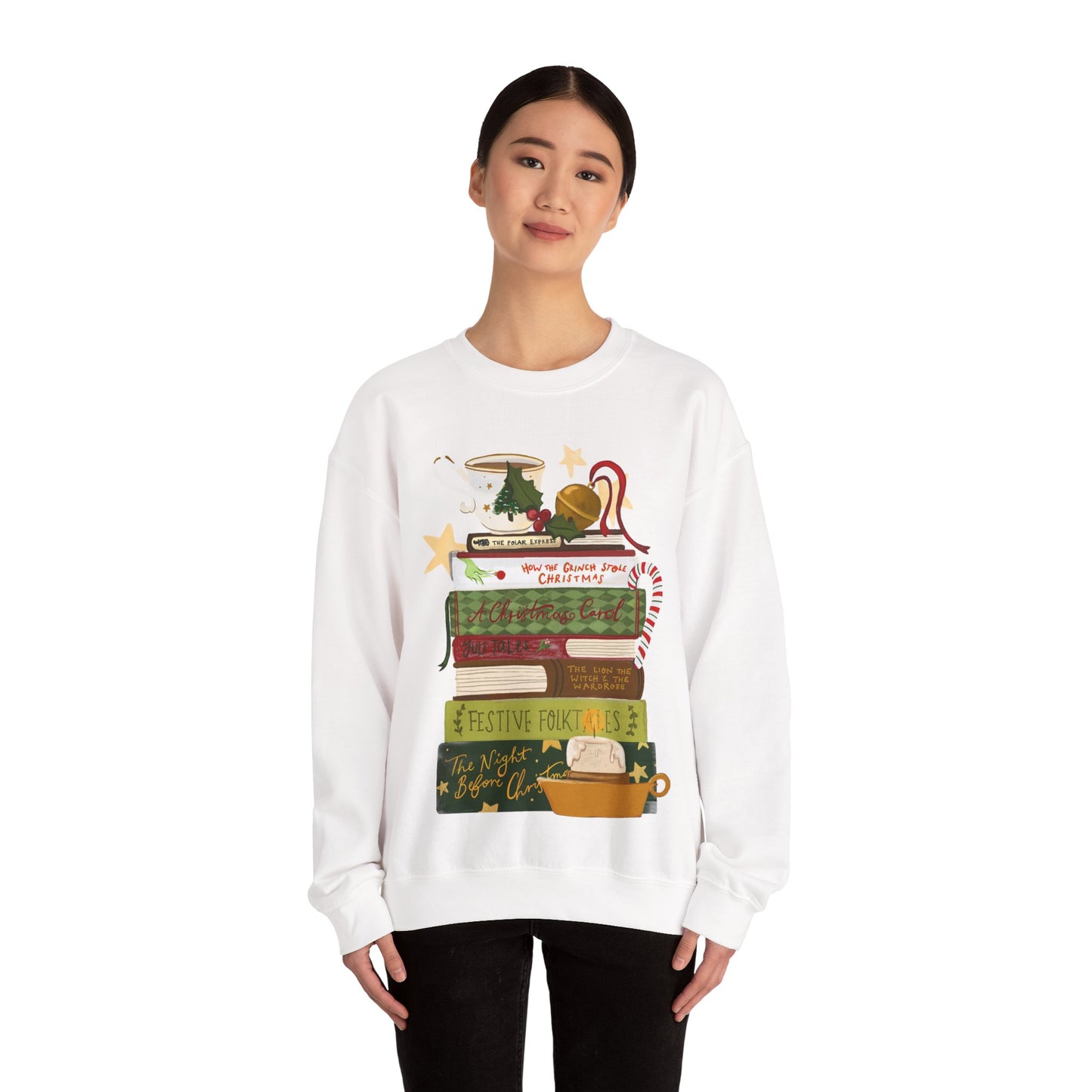 Festive Tales Bookstack Crewneck Sweatshirt