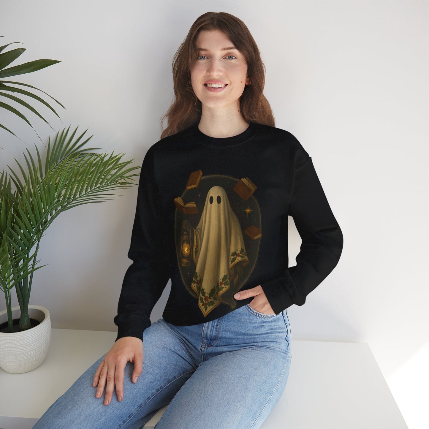 Ghosts of Christmas Books Crewneck Sweatshirt