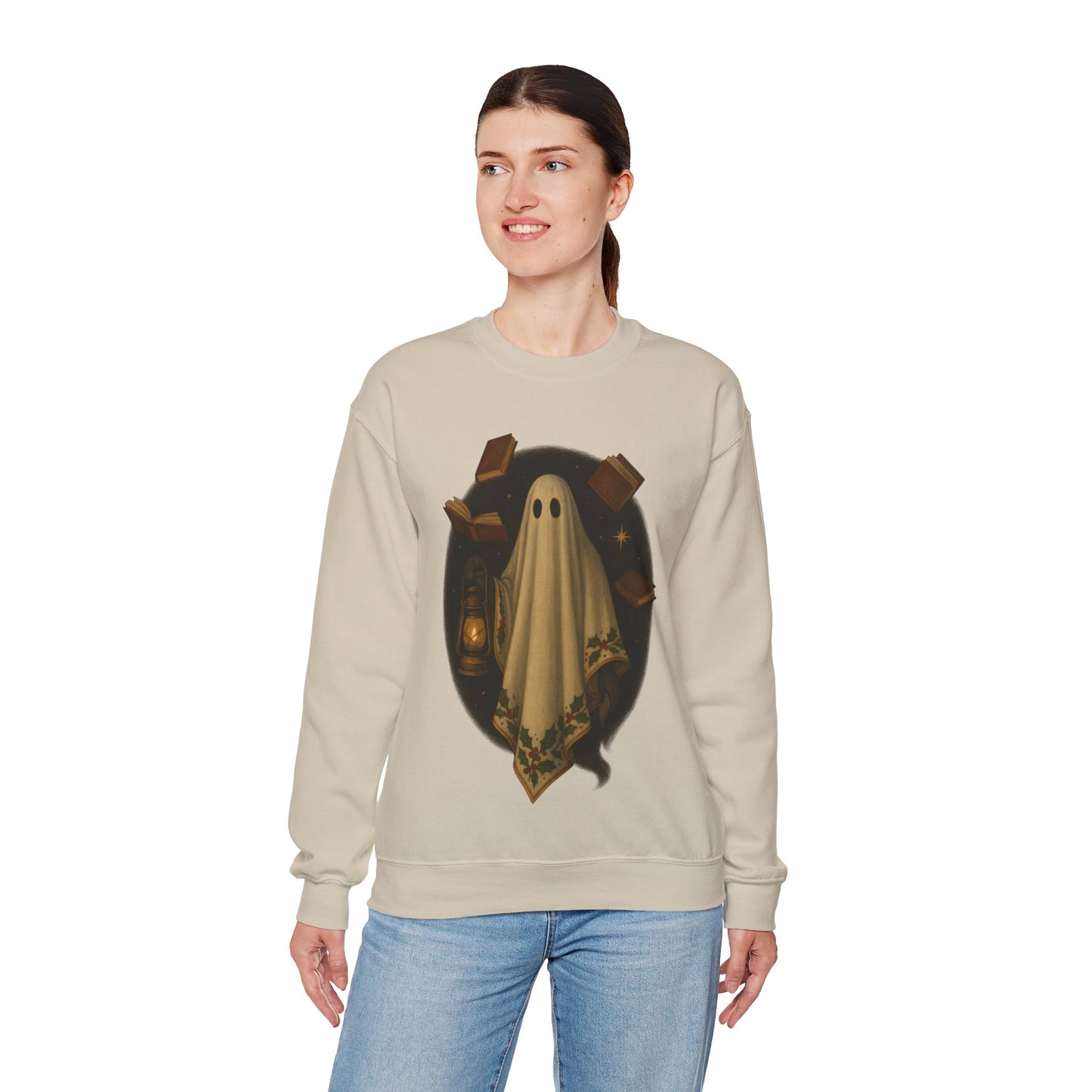 Ghosts of Christmas Books Crewneck Sweatshirt