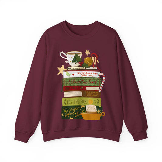 Festive Tales Bookstack Crewneck Sweatshirt